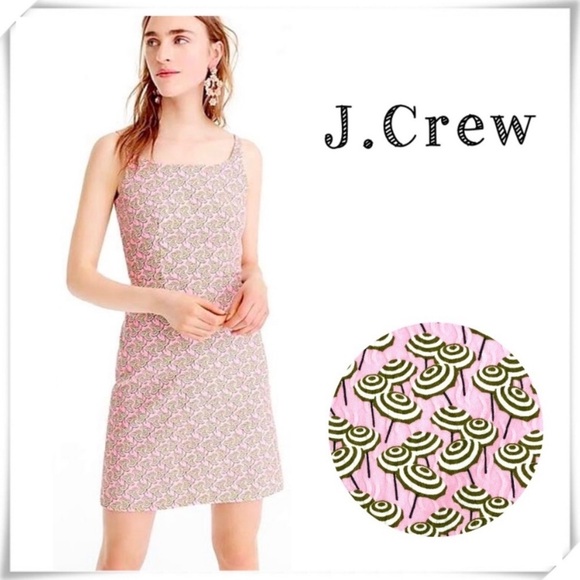 J.CREW Parasol Umbrella Print Jacquard Sheath Dress in Pink Size 4 Style #J3223 - Picture 1 of 8